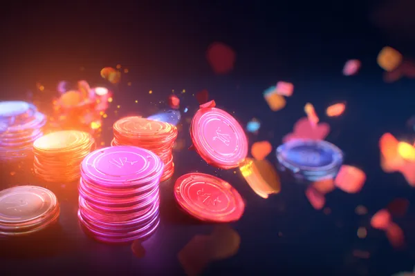 A stylish woman beside vibrant slot machines displaying glowing sevens, showcasing the variety of top slots at BA97.